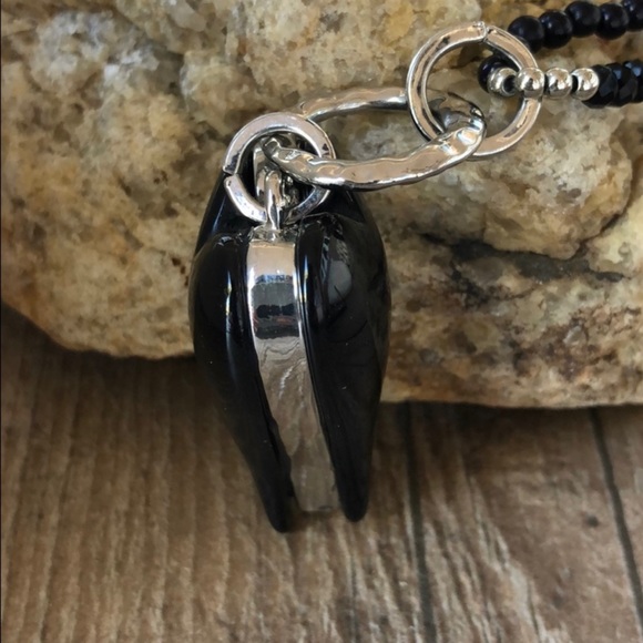 Black Heart Pendant Necklace 17.5 - 20.5 in - Picture 5 of 7